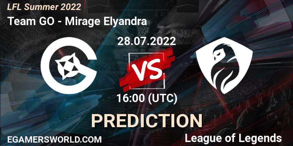 Prognoza Team GO - Mirage Elyandra. 28.07.2022 at 16:00, LoL, LFL Summer 2022