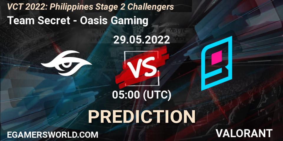 Prognoza Team Secret - Oasis Gaming. 29.05.2022 at 05:00, VALORANT, VCT 2022: Philippines Stage 2 Challengers