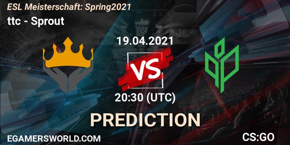 Prognoza ttc - Sprout. 19.04.2021 at 20:30, Counter-Strike (CS2), ESL Meisterschaft: Spring 2021