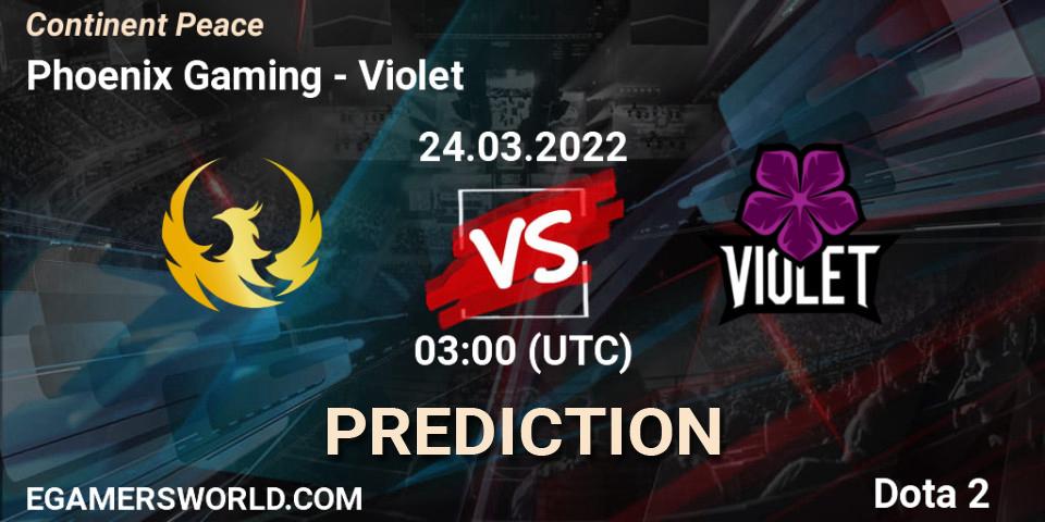 Prognoza Phoenix Gaming - Violet. 24.03.2022 at 03:30, Dota 2, Continent Peace