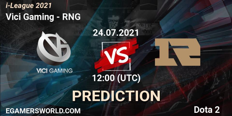 Prognoza Vici Gaming - RNG. 24.07.2021 at 11:42, Dota 2, i-League 2021 Season 1