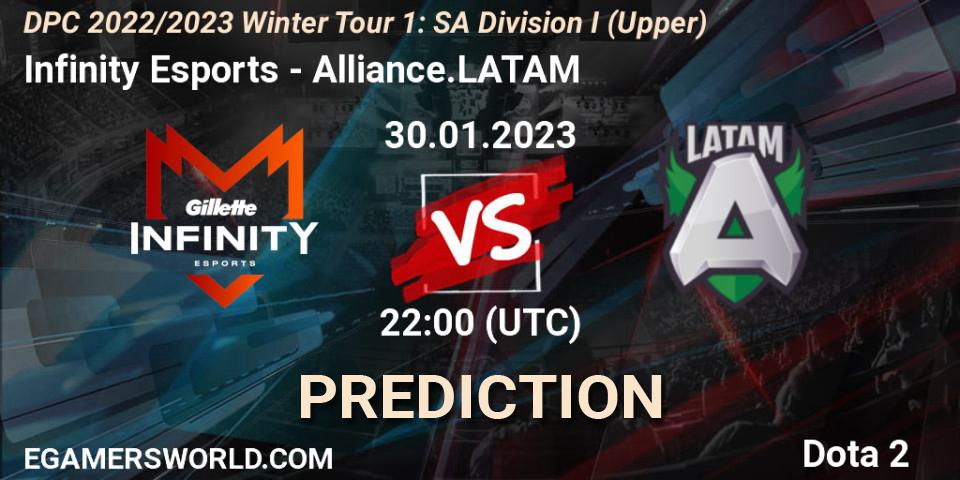 Prognoza Infinity Esports - Alliance.LATAM. 30.01.23, Dota 2, DPC 2022/2023 Winter Tour 1: SA Division I (Upper) 