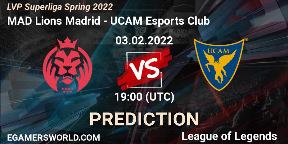 Prognoza MAD Lions Madrid - UCAM Esports Club. 03.02.2022 at 19:00, LoL, LVP Superliga Spring 2022