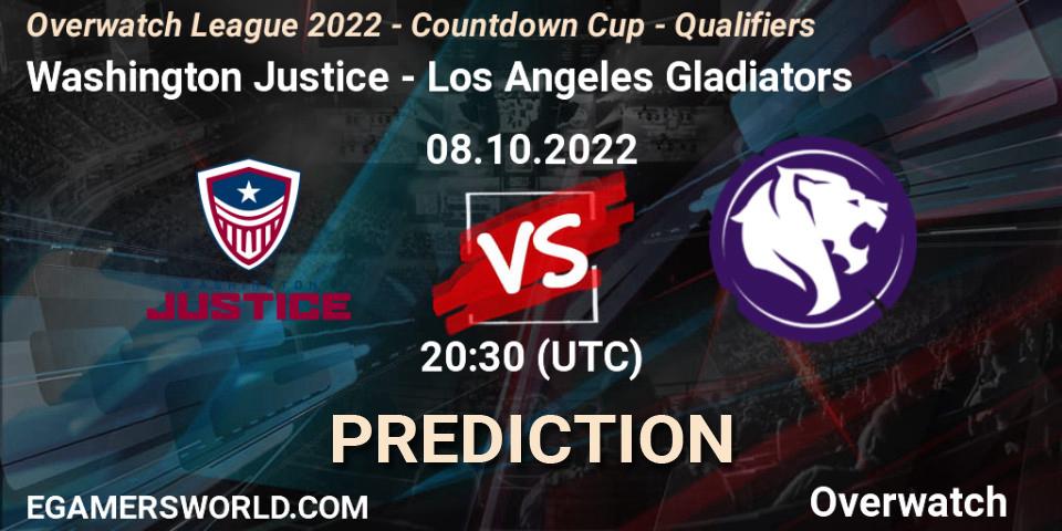 Prognoza Washington Justice - Los Angeles Gladiators. 08.10.2022 at 20:45, Overwatch, Overwatch League 2022 - Countdown Cup - Qualifiers
