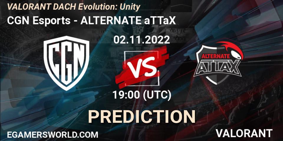 Prognoza CGN Esports - ALTERNATE aTTaX. 02.11.2022 at 20:15, VALORANT, VALORANT DACH Evolution: Unity