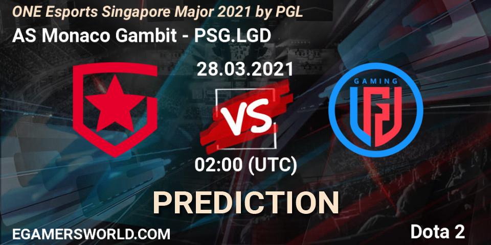 Prognoza AS Monaco Gambit - PSG.LGD. 28.03.2021 at 02:00, Dota 2, ONE Esports Singapore Major 2021