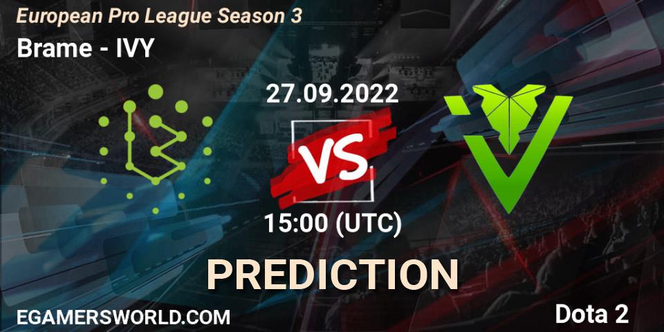 Prognoza Monaspa - IVY. 27.09.22, Dota 2, European Pro League Season 3 
