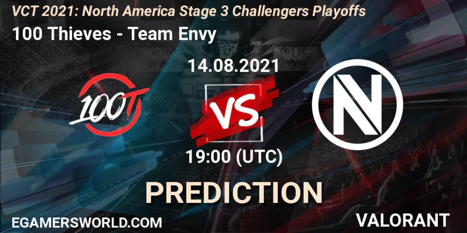 Prognoza 100 Thieves - Team Envy. 14.08.2021 at 19:00, VALORANT, VCT 2021: North America Stage 3 Challengers Playoffs