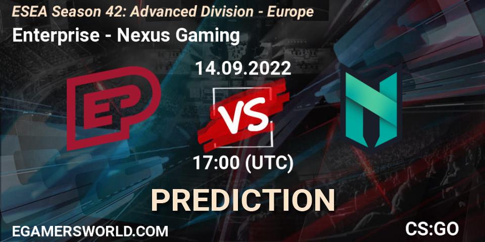 Prognoza Enterprise - Nexus Gaming. 14.09.2022 at 17:00, Counter-Strike (CS2), ESEA Season 42: Advanced Division - Europe