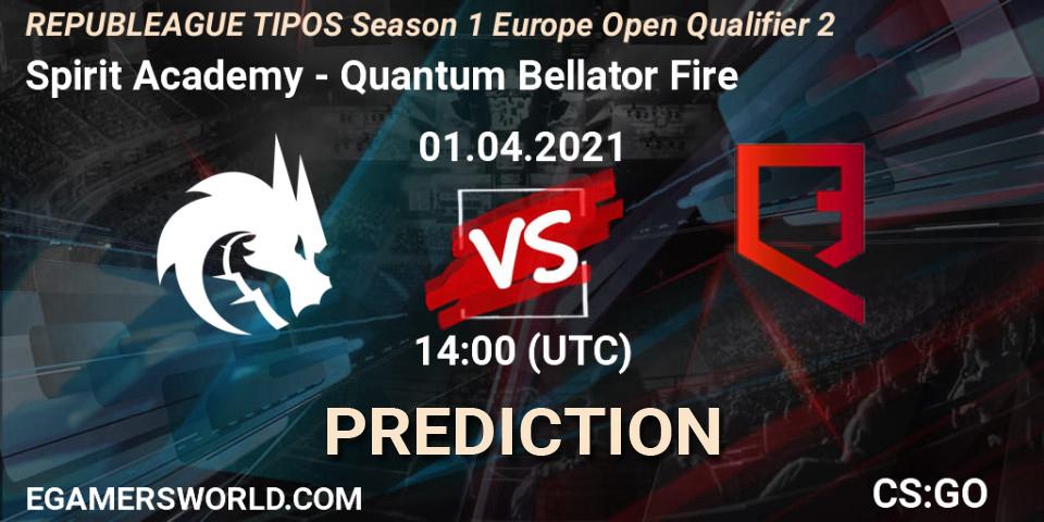 Prognoza Spirit Academy - Quantum Bellator Fire. 01.04.21, CS2 (CS:GO), REPUBLEAGUE TIPOS Season 1 Europe Open Qualifier 2