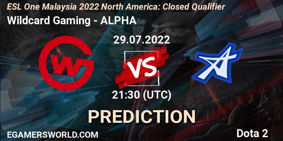 Prognoza Wildcard Gaming - ALPHA. 29.07.2022 at 21:34, Dota 2, ESL One Malaysia 2022 North America: Closed Qualifier