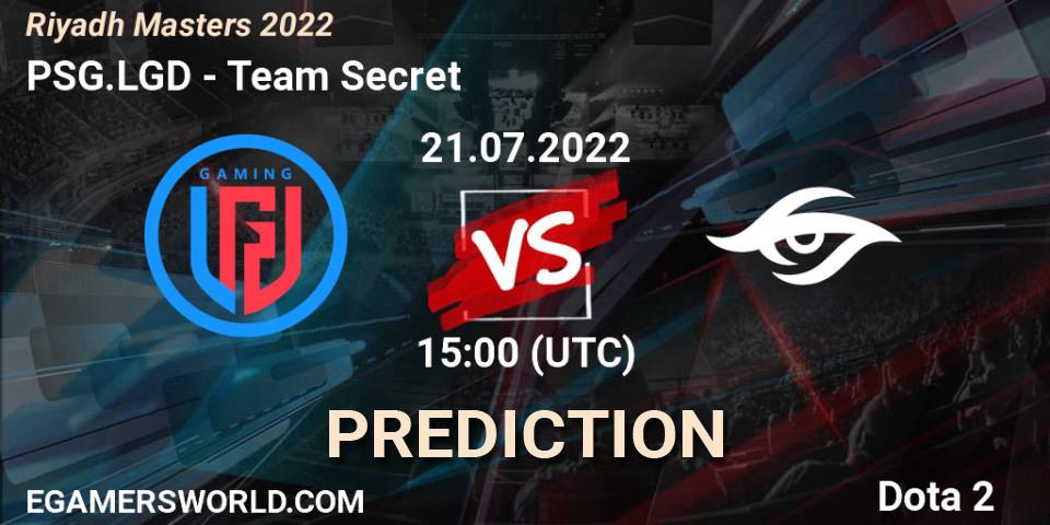 Prognoza PSG.LGD - Team Secret. 21.07.22, Dota 2, Riyadh Masters 2022