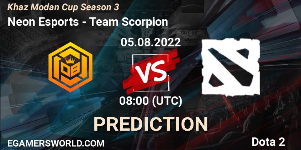Prognoza Neon Esports - Team Scorpion. 05.08.2022 at 06:00, Dota 2, Khaz Modan Cup Season 3