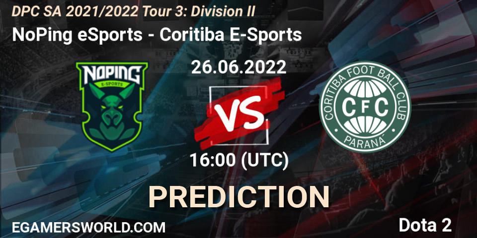 Prognoza NoPing eSports - Coritiba E-Sports. 26.06.2022 at 16:02, Dota 2, DPC SA 2021/2022 Tour 3: Division II