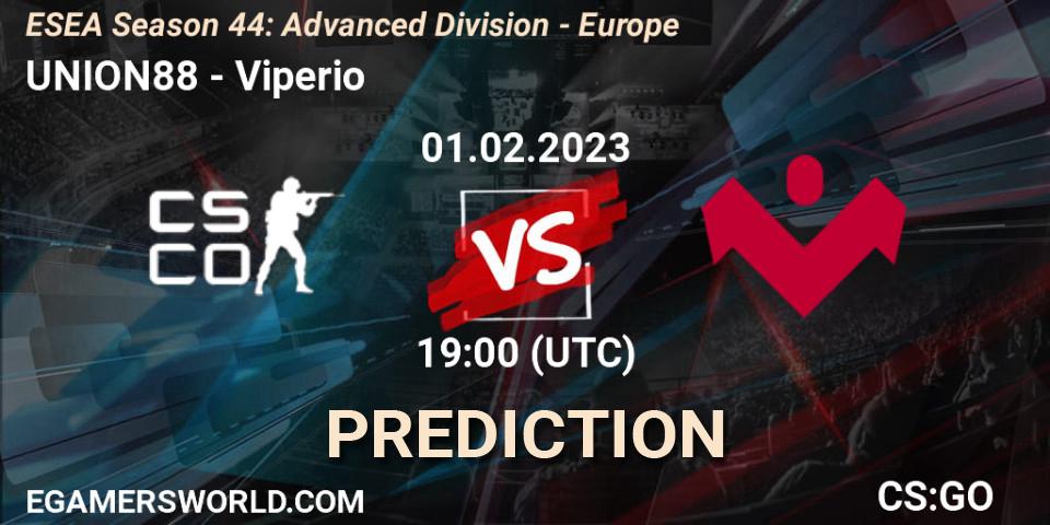 Prognoza UNION88 - Viperio. 01.02.23, CS2 (CS:GO), ESEA Season 44: Advanced Division - Europe