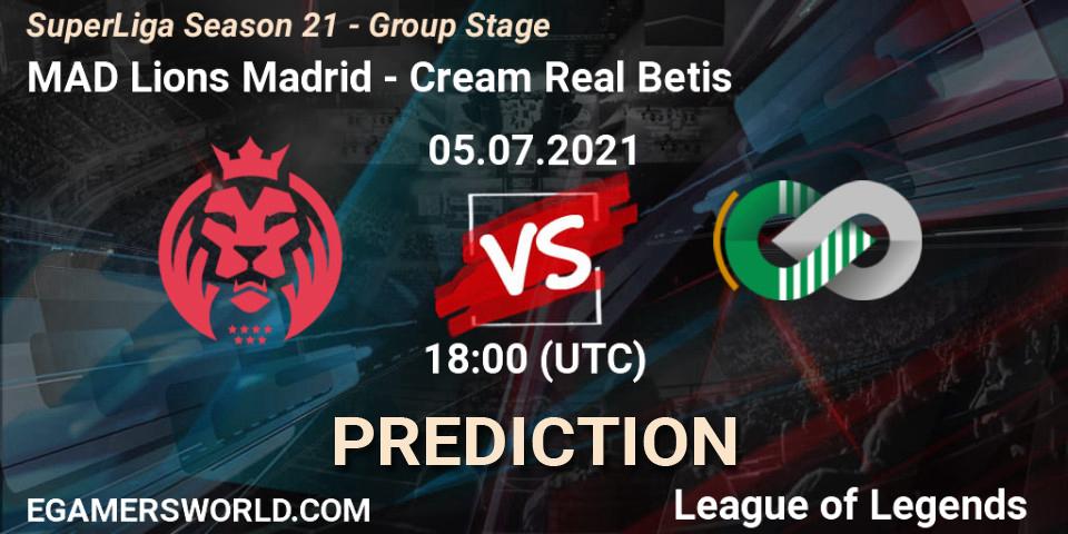 Prognoza MAD Lions Madrid - Cream Real Betis. 05.07.2021 at 18:00, LoL, SuperLiga Season 21 - Group Stage 