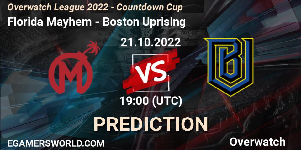 Prognoza Florida Mayhem - Boston Uprising. 21.10.22, Overwatch, Overwatch League 2022 - Countdown Cup