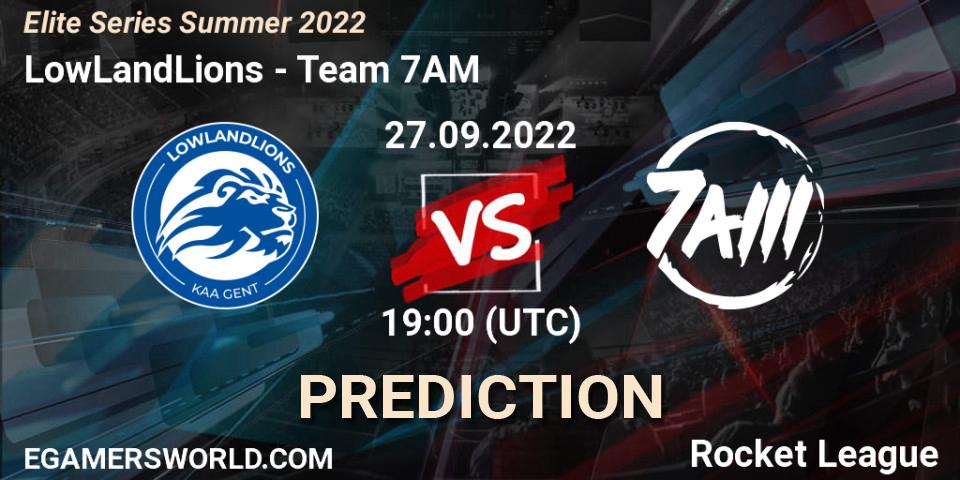 Prognoza LowLandLions - Team 7AM. 27.09.2022 at 19:00, Rocket League, Elite Series Summer 2022