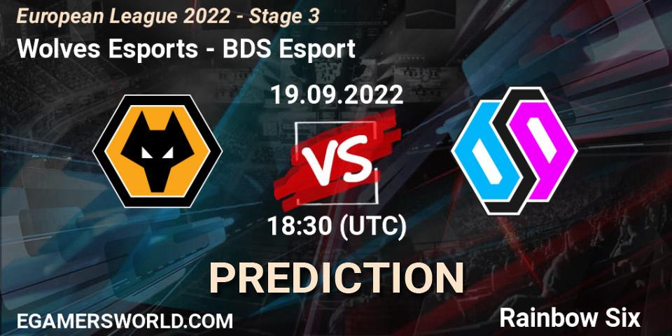 Prognoza Wolves Esports - BDS Esport. 19.09.2022 at 18:30, Rainbow Six, European League 2022 - Stage 3