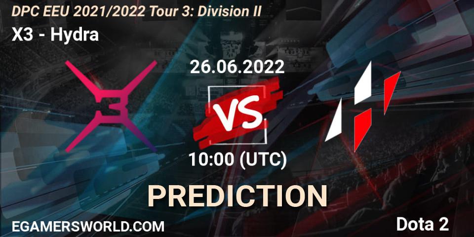 Prognoza X3 - Hydra. 26.06.2022 at 10:00, Dota 2, DPC EEU 2021/2022 Tour 3: Division II