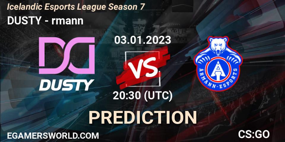 Prognoza DUSTY - Ármann. 03.01.2023 at 20:30, Counter-Strike (CS2), Icelandic Esports League Season 7