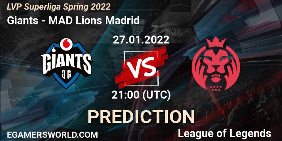 Prognoza Giants - MAD Lions Madrid. 27.01.2022 at 21:00, LoL, LVP Superliga Spring 2022