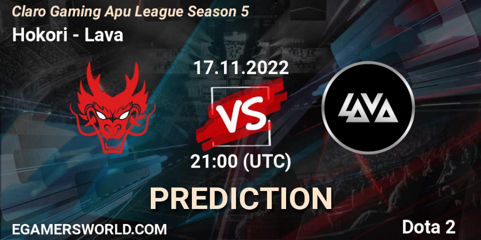 Prognoza Hokori - Lava. 17.11.2022 at 21:30, Dota 2, Claro Gaming Apu League Season 5