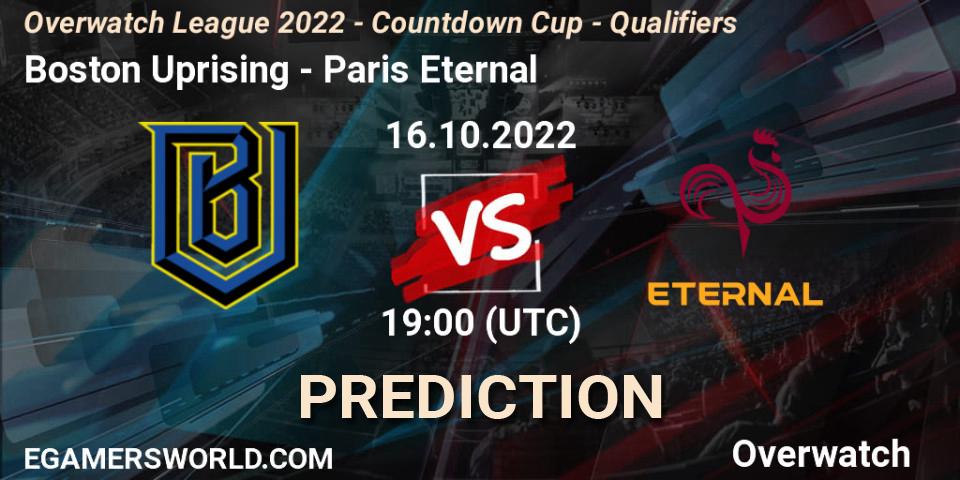 Prognoza Boston Uprising - Paris Eternal. 16.10.22, Overwatch, Overwatch League 2022 - Countdown Cup - Qualifiers