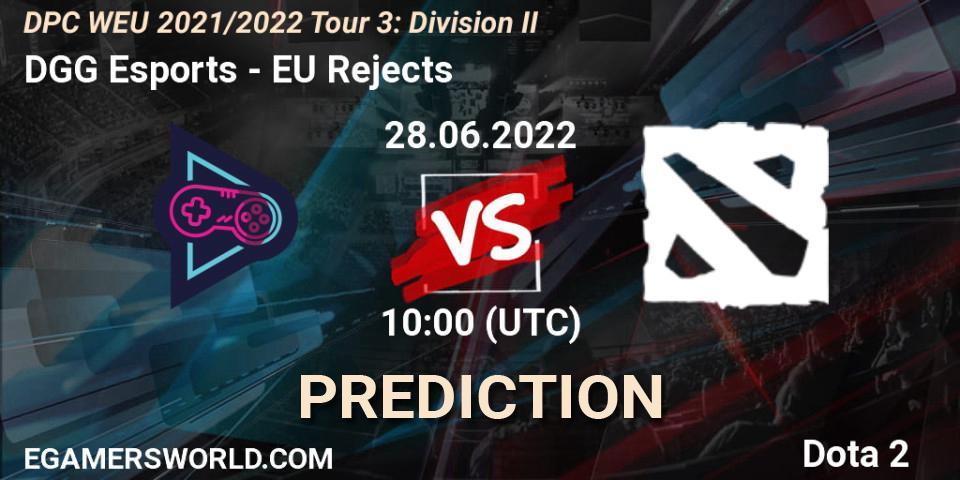 Prognoza DGG Esports - EU Rejects. 28.06.2022 at 09:56, Dota 2, DPC WEU 2021/2022 Tour 3: Division II