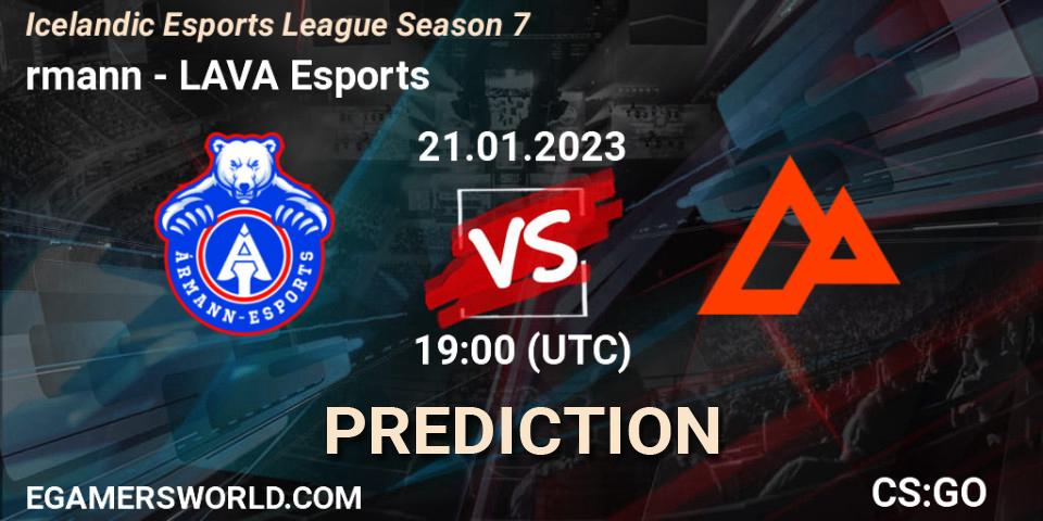 Prognoza Ármann - LAVA Esports. 21.01.23, CS2 (CS:GO), Icelandic Esports League Season 7