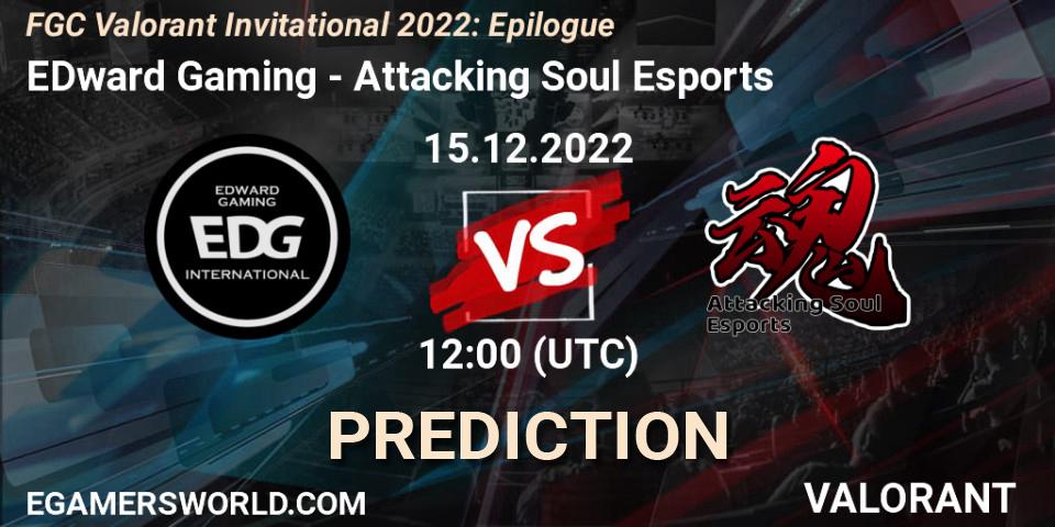 Prognoza EDward Gaming - Attacking Soul Esports. 15.12.2022 at 12:00, VALORANT, FGC Valorant Invitational 2022: Epilogue