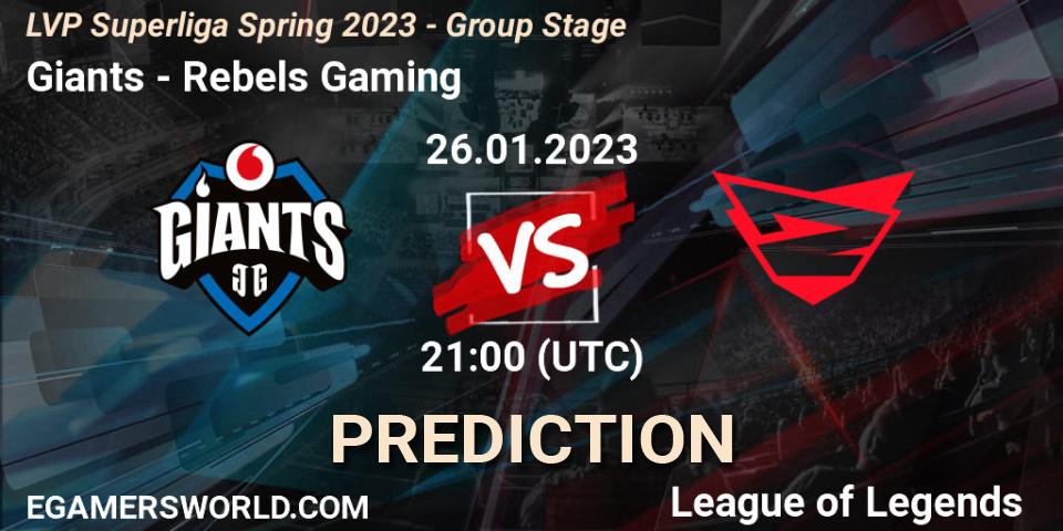 Prognoza Giants - Rebels Gaming. 26.01.2023 at 21:00, LoL, LVP Superliga Spring 2023 - Group Stage