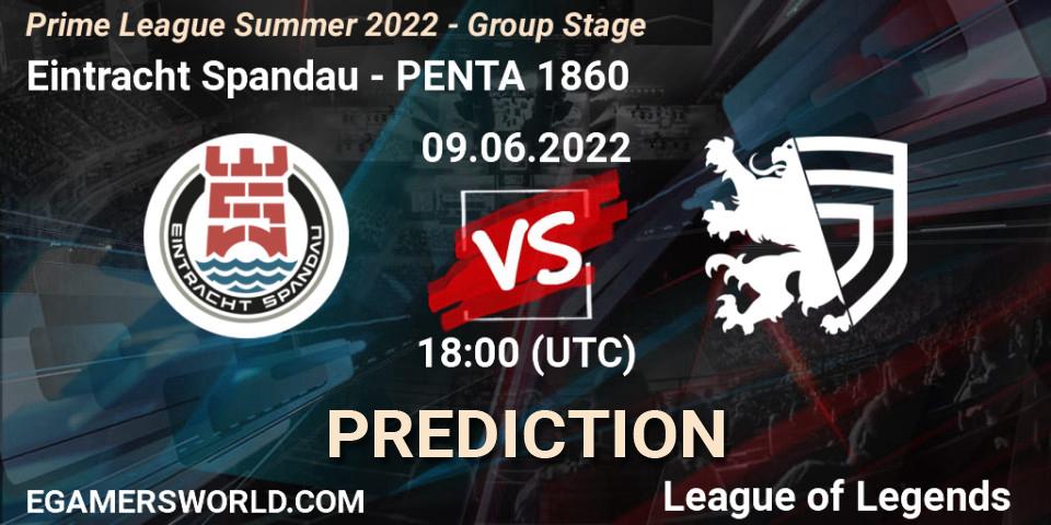 Prognoza Eintracht Spandau - PENTA 1860. 09.06.2022 at 20:00, LoL, Prime League Summer 2022 - Group Stage