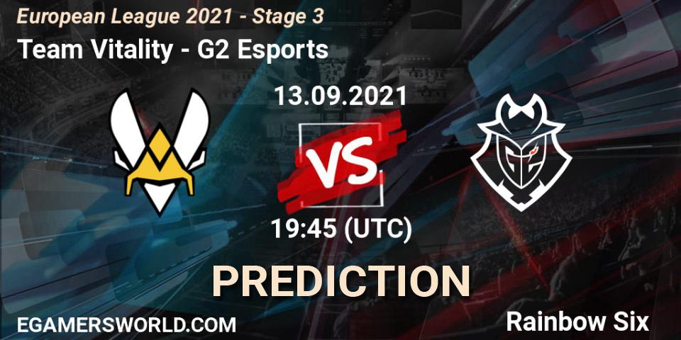 Prognoza Team Vitality - G2 Esports. 13.09.2021 at 19:45, Rainbow Six, European League 2021 - Stage 3