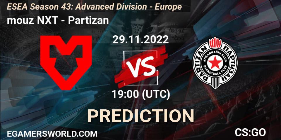 Prognoza mouz NXT - Partizan. 29.11.22, CS2 (CS:GO), ESEA Season 43: Advanced Division - Europe