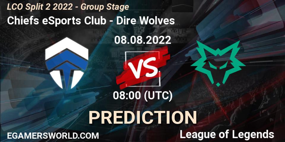 Prognoza Chiefs eSports Club - Dire Wolves. 08.08.2022 at 08:00, LoL, LCO Split 2 2022 - Group Stage