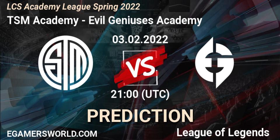 Prognoza TSM Academy - Evil Geniuses Academy. 03.02.2022 at 21:00, LoL, LCS Academy League Spring 2022