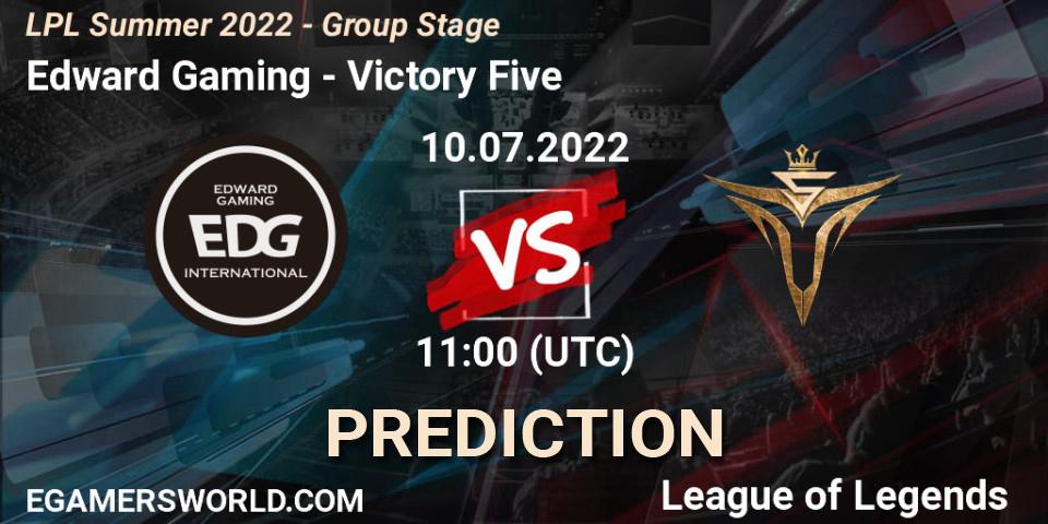 Prognoza Edward Gaming - Victory Five. 10.07.2022 at 12:00, LoL, LPL Summer 2022 - Group Stage