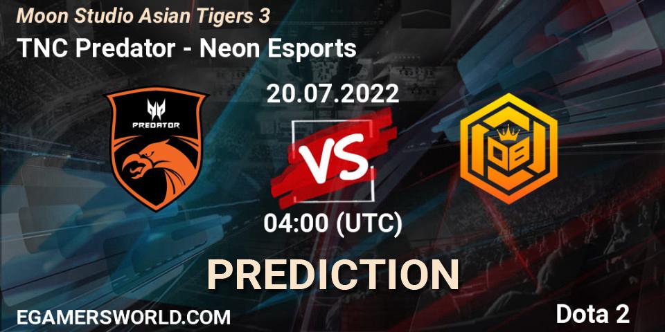 Prognoza TNC Predator - Neon Esports. 20.07.2022 at 04:00, Dota 2, Moon Studio Asian Tigers 3