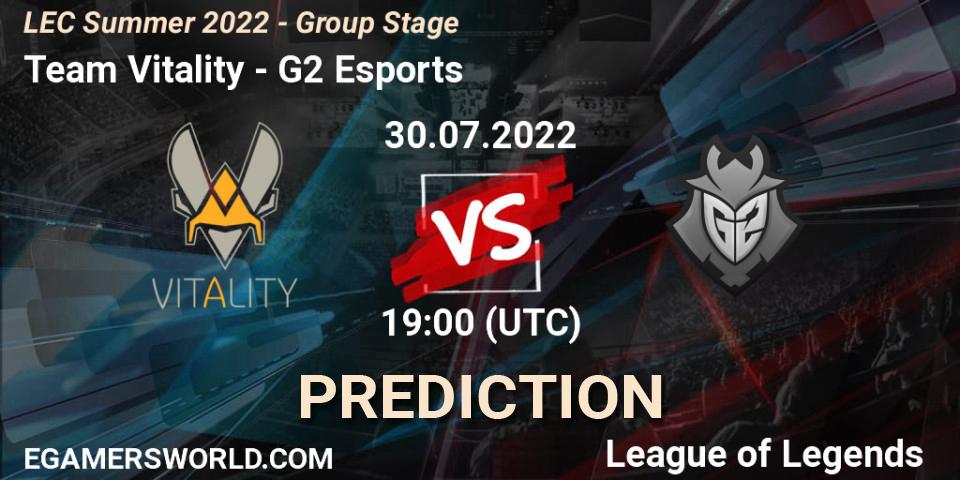 Prognoza Team Vitality - G2 Esports. 30.07.2022 at 19:00, LoL, LEC Summer 2022 - Group Stage