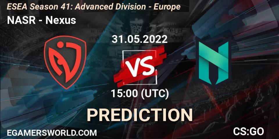 Prognoza NASR - Nexus. 31.05.2022 at 15:00, Counter-Strike (CS2), ESEA Season 41: Advanced Division - Europe