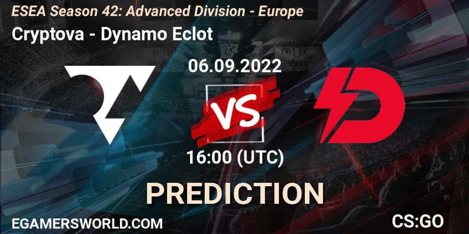 Prognoza Cryptova - Dynamo Eclot. 06.09.2022 at 16:00, Counter-Strike (CS2), ESEA Season 42: Advanced Division - Europe