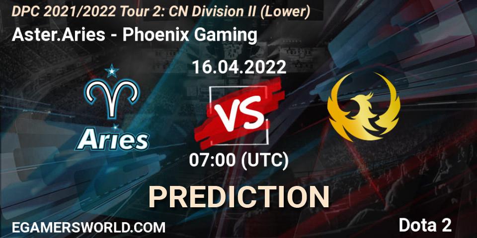 Prognoza Aster.Aries - Phoenix Gaming. 16.04.2022 at 06:58, Dota 2, DPC 2021/2022 Tour 2: CN Division II (Lower)