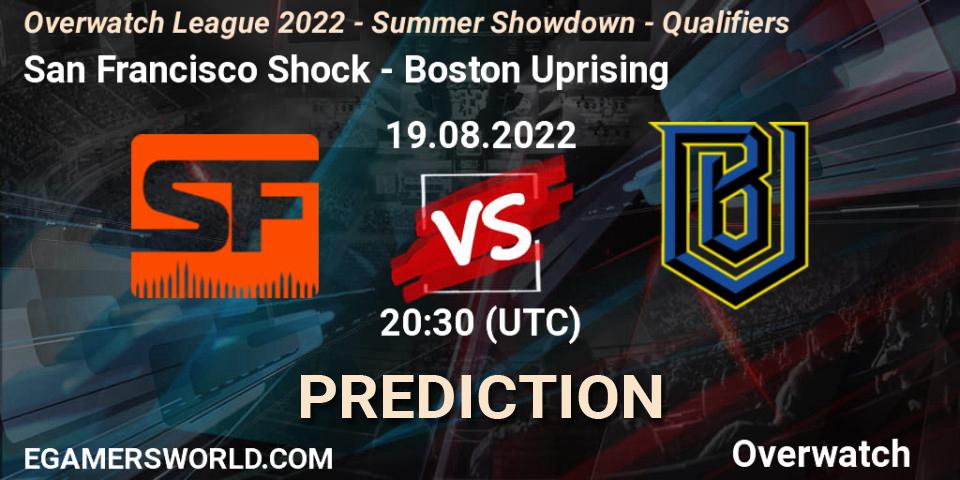 Prognoza San Francisco Shock - Boston Uprising. 19.08.2022 at 20:30, Overwatch, Overwatch League 2022 - Summer Showdown - Qualifiers