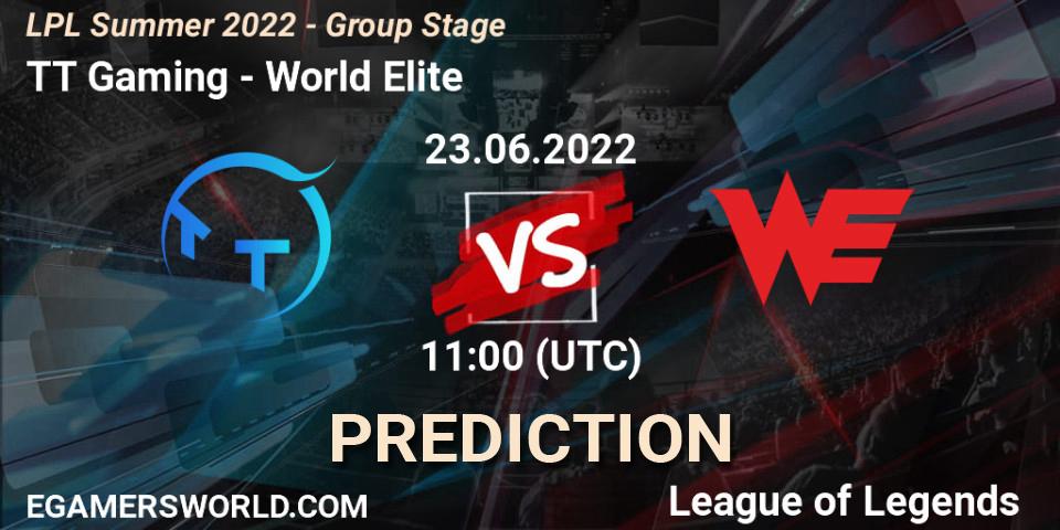 Prognoza TT Gaming - World Elite. 23.06.22, LoL, LPL Summer 2022 - Group Stage