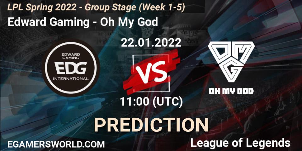 Prognoza Edward Gaming - Oh My God. 22.01.2022 at 11:45, LoL, LPL Spring 2022 - Group Stage (Week 1-5)