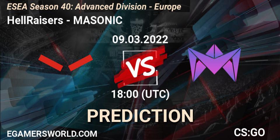 Prognoza HellRaisers - MASONIC. 09.03.22, CS2 (CS:GO), ESEA Season 40: Advanced Division - Europe