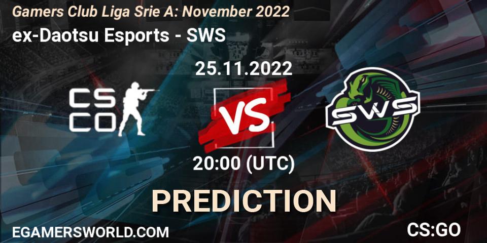 Prognoza ex-Daotsu Esports - SWS. 25.11.22, CS2 (CS:GO), Gamers Club Liga Série A: November 2022