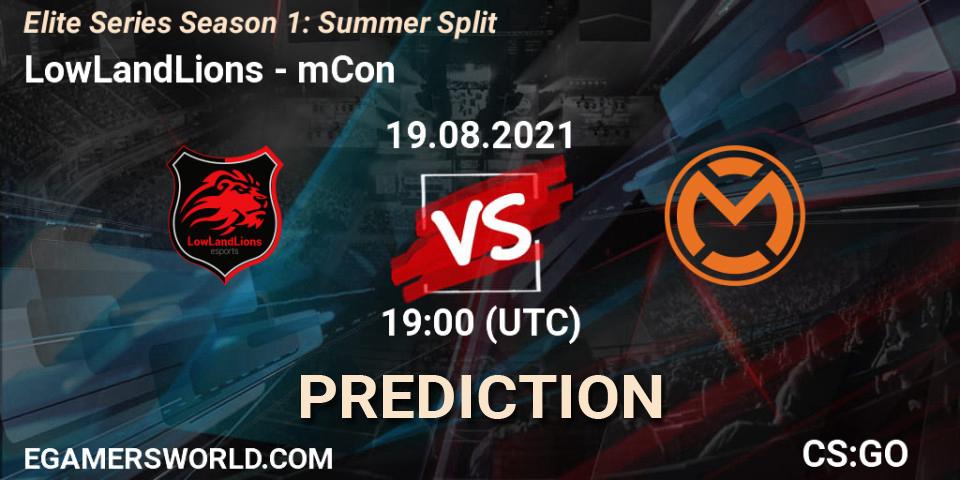 Prognoza LowLandLions - mCon. 19.08.2021 at 19:00, Counter-Strike (CS2), Elite Series Season 1: Summer Split