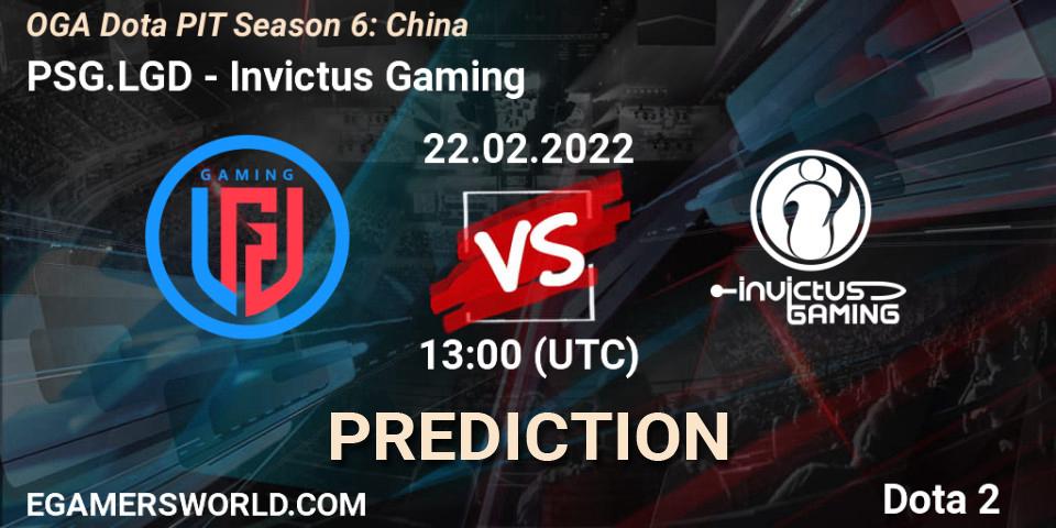 Prognoza PSG.LGD - Invictus Gaming. 22.02.2022 at 12:25, Dota 2, OGA Dota PIT Season 6: China